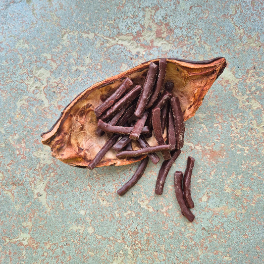 kandierte Orangenschale in dunkler Schokolade